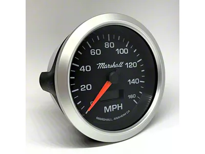 Marshall Instruments SCX Black Dial 3-3/8-Inch Electric Programmable Speedometer; 0-160 MPH; Silver Aluminum Bezel (Universal; Some Adaptation May Be Required)