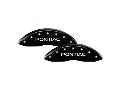 MGP Brake Caliper Covers with Pontiac/Arrow Logo; Black; Front and Rear (1997 Firebird)