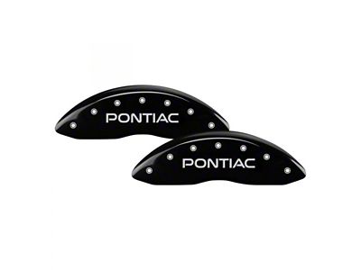 MGP Brake Caliper Covers with Pontiac Logo; Black; Front and Rear (98-02 Firebird)