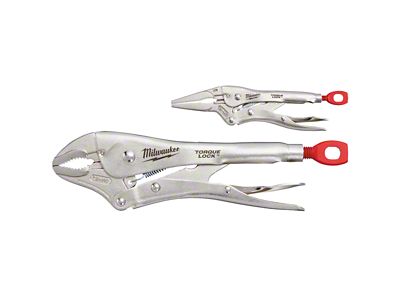 Milwaukee Tool 10-Inch Curved Jaw and 6-Inch Long Nose TORQUE LOCK Locking Pliers Set