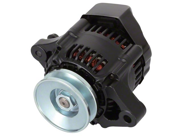 Mini Alternator; 50+ AMP; 1-Wire Style; V-Belt Pulley; Black Crinkle Finish; 100% New