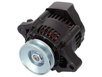 Mini Alternator; 50+ AMP; 1-Wire Style; V-Belt Pulley; Black Crinkle Finish; 100% New