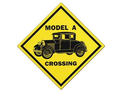 Model A Crossing Sign - Coupe - 19 X 19 - Black Print On Yellow Background