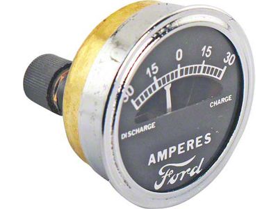 Model A Ford Ammeter - 30-30 - Brass Construction - Chrome Rim - Ford Script - For High Output