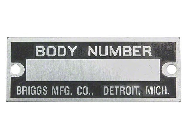 Body Number Plate/ Briggs/ Zinc