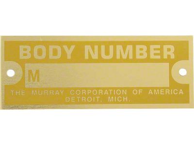 Body Number Plate/ Murray