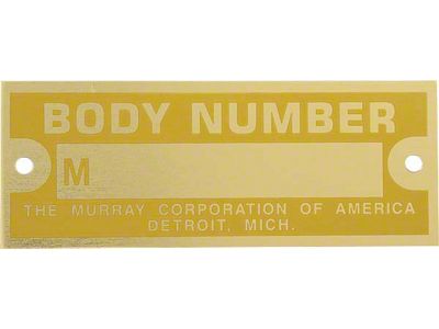 Body Number Plate/ Murray