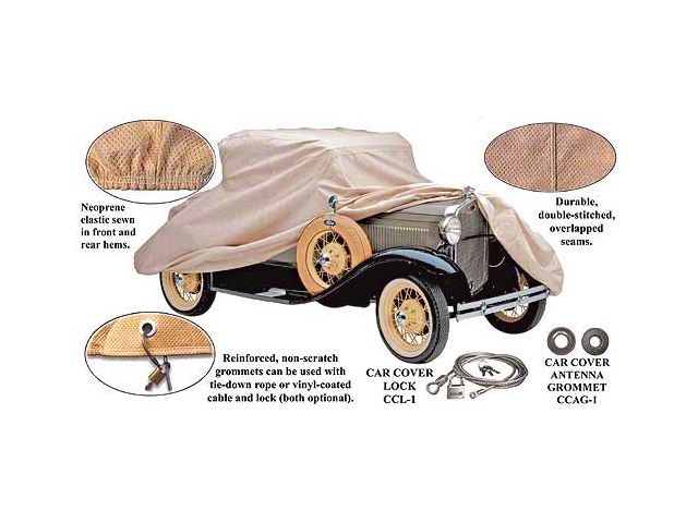 Model A Ford Car Cover - Poly-Cotton - Roadster With A RearMount Spare Tire