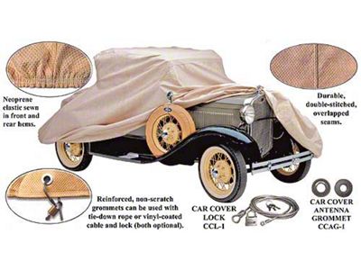 Model A Ford Car Cover - Poly-Cotton - Roadster With A RearMount Spare Tire