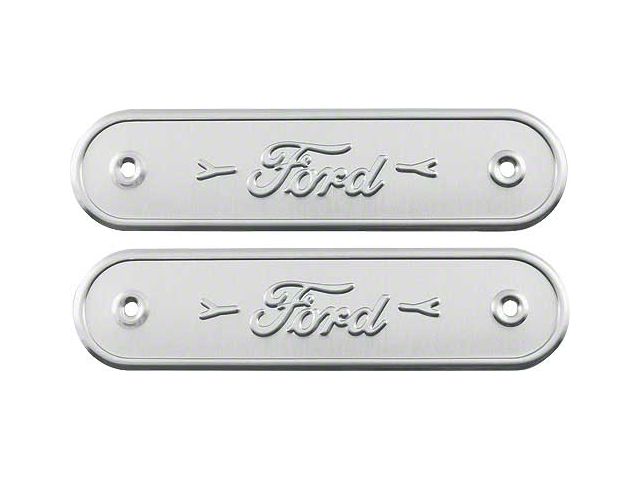 Model A Ford Door Sill Plates - Ford Script - 8 - Coupe - Stamped Aluminum