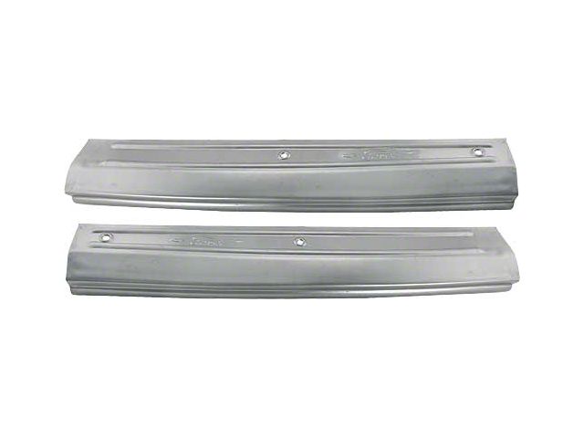 Model A Ford Door Sill Plates - Rear - Ford Script - Steel - Phaeton