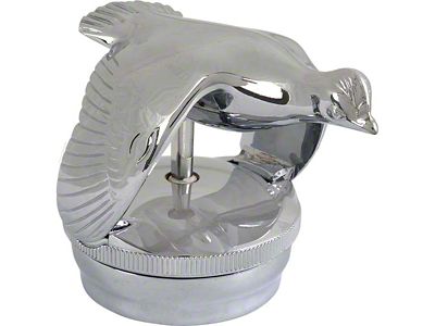 Model A Ford Flying Quail Radiator Cap - 1928-29 Only - Locking - Die-Cast Chrome - With Thermometer