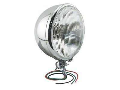 7-Inch Chrome Kingbee Style 12V Headlight With Flat Halogen H4 Bulb (Pair)
