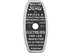 Model A Ford Ignition Switch Cable Data Plate - Briggs & Stratton - Barrel-Shaped