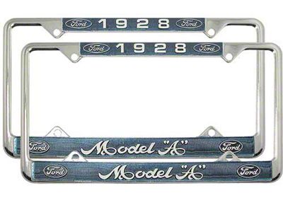 Model A Ford License Plate Frames - White Lettering With Blue Background - Model A Ford 1928