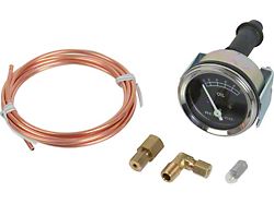 Model A Ford Oil Pressure Accessory Gauge-Under Dash -Chrome Bezel With Black Face & White Lettering