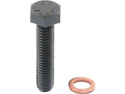 Model A Ford Oil Return Pipe Bolt Set - 4 Pieces - Black Oxide Bolts - Copper Washers