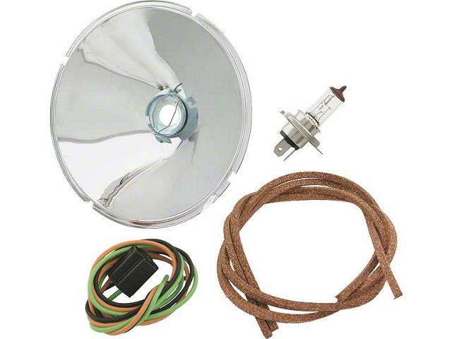 Model A Ford Quartz Halogen Reflector Kit - 6 Volt - Steel - Flash Coated Chrome