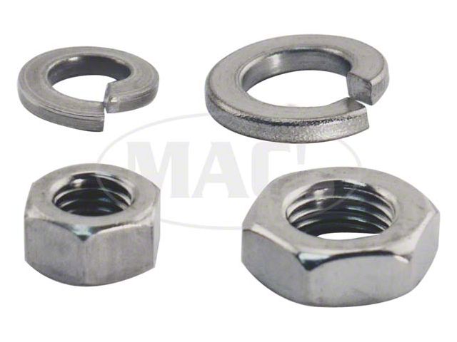 Radiator Support Rod Nuts and Lock Washers; Clear Zinc (28-31 Model A)