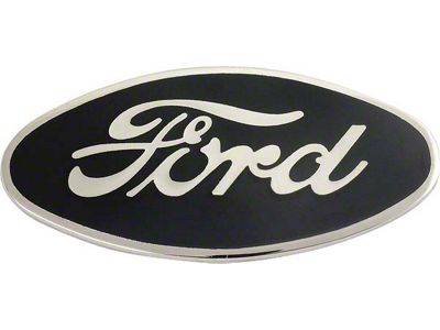 Model A Ford Radiator Emblem - Black On Chrome Script - Canadian Version