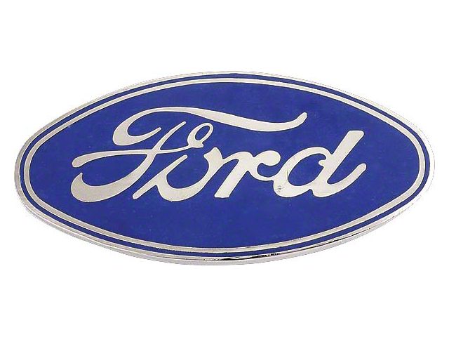 Model A Ford Radiator Emblem - Blue On Chrome - Original Script - Press In Type - Foreign Made