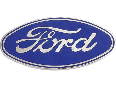 Model A Ford Radiator Emblem - Blue On Chrome - Original Script - Press In Type - Foreign Made
