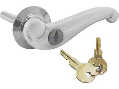 OPR Model A Ford Rumble & Trunk Locking Handle - Chrome - Includes 2 Keys - Scroll Style - Cabriolet