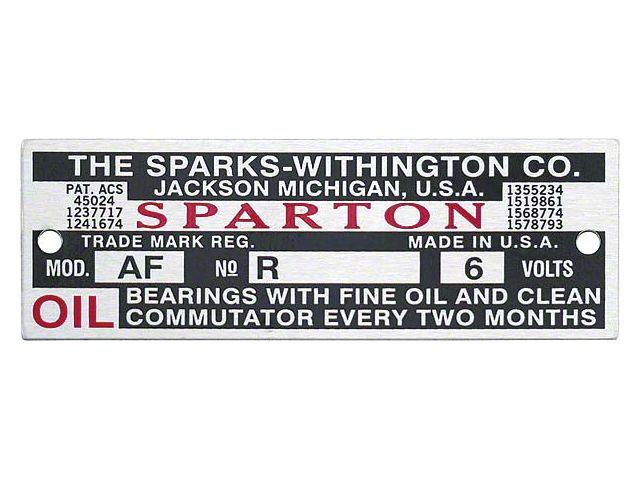 Sparton Horn Plate reproduction