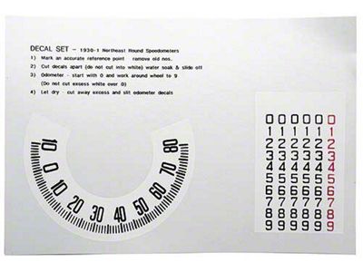 Model A Ford Speedometer Decal Set - Round Face - Northeast