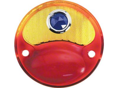 Half Amber/ Half Red Glass Lens With Blue Dot