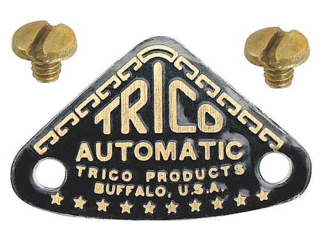 Model A Ford Vacuum Windshield Wiper Motor Tag - Trico - Embossed - Triangular