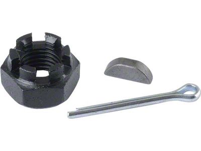 Model A Ford Water Pump Nut, Key & Pin Set - For Fan Mounting - 3 Pieces