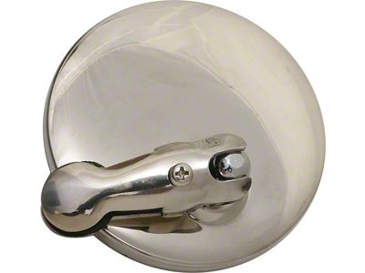 Model A Ford Windwing Rear View Mirror - Stainless Steel - Round - Clamps To Windwing Glass