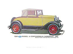 Model A Print - 1931 Ford Cabriolet 68C - 12 X 18 - Unframed