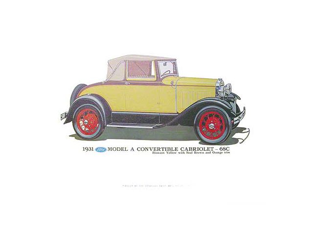 Model A Print - 1931 Ford Cabriolet 68C - 12 X 18 - Unframed