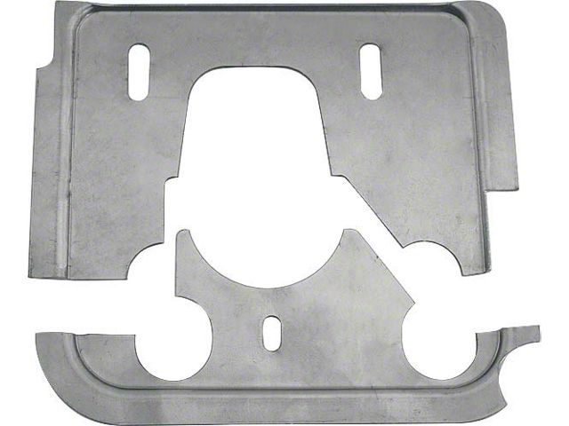 Model A Ford Floorboard Cover Plate Set - Steel - 2 Pieces - Convertible Sedan & Victoria & Deluxe Phaeton - For Cars With Dropped Steering Column