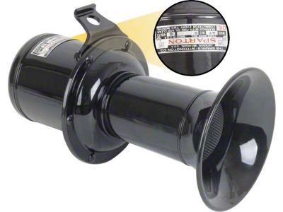Model A Ford Horn Assembly - 12 Volt - Black Powder Coated With Bracket - Top Quality Authentic Ah-ooh-ga