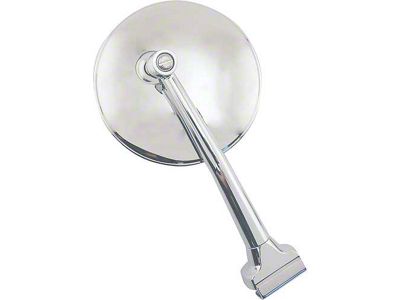 Model A Ford Peep Mirror - Straight Chrome Arm - 4 Convex Mirror - Stainless Steel Head - Left Or Right - Clamps On Front Of Door