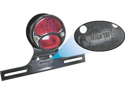 Model A Ford Tail Light - Drum Type - For Commercial Trucks- Black Body - With License Light - Top Quality - Left