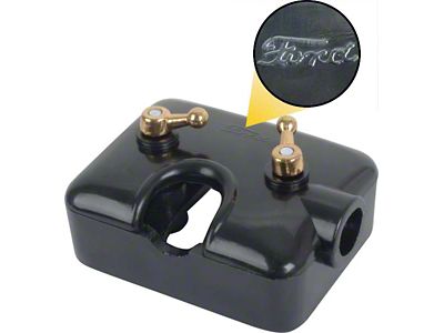 OPR Model A Ford Terminal Box With Cover & Wing Nuts - Brass-plated Wing Nuts - Ford Script - Earlier Style
