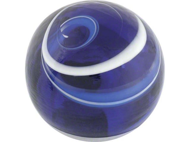 Model A Ford Transmission Gear Shift Knob - Glass - Round -Blue/White Swirl - Female 5/16-24 Thread