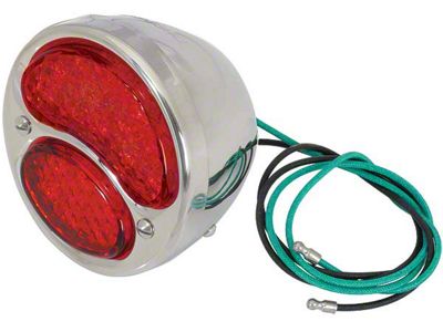 Model A Ford LED Tail Light Assembly - All Red - 12 Volt - Negative Ground - Left - With White License Plate Light