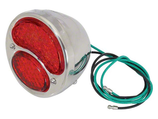 Model A Ford LED Tail Light Assembly - All Red - 6 Volt - Positive Ground - Left - With White License Plate Light