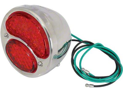 Model A Ford LED Tail Light Assembly - All Red - 6 Volt - Positive Ground - Left - With White License Plate Light