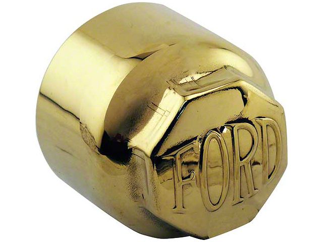 Model T Ford Hub Cap Set For Wood Wheels, Brass, Ford BlockLetters