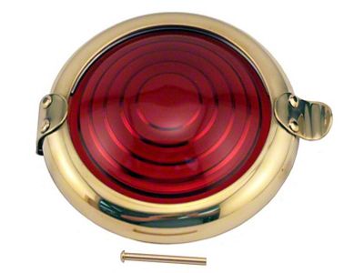 Model T Ford Oil Lamp Brass Rim and Red Lens Assembly