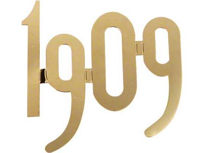 Model T Ford Radiator Year Script - 2 High - Gold-Plated Brass - 1909