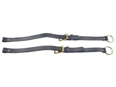 Model T Ford Rear Curtain Straps - Black Leather - Brass Buckles