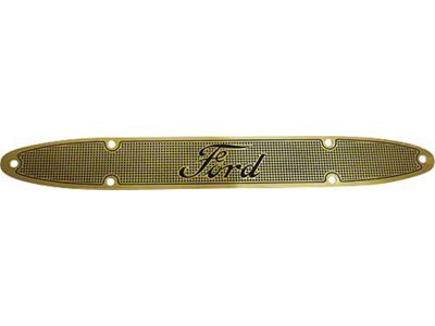Model T Ford Rear Door Sill Plates - Brass With Diamond Pattern - Ford Script