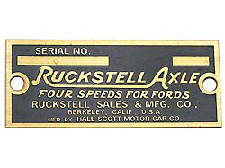 Ruckstell Axle Data Plate - Brass Finish (1909-1927 Model T)